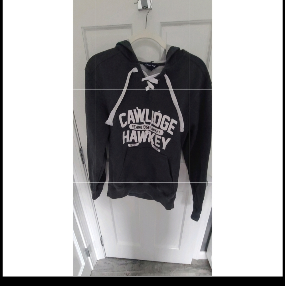 EUC Buccigross Cawlidge Hawkey Men's Sz Small Charcoal Sweatshirt Hoodie